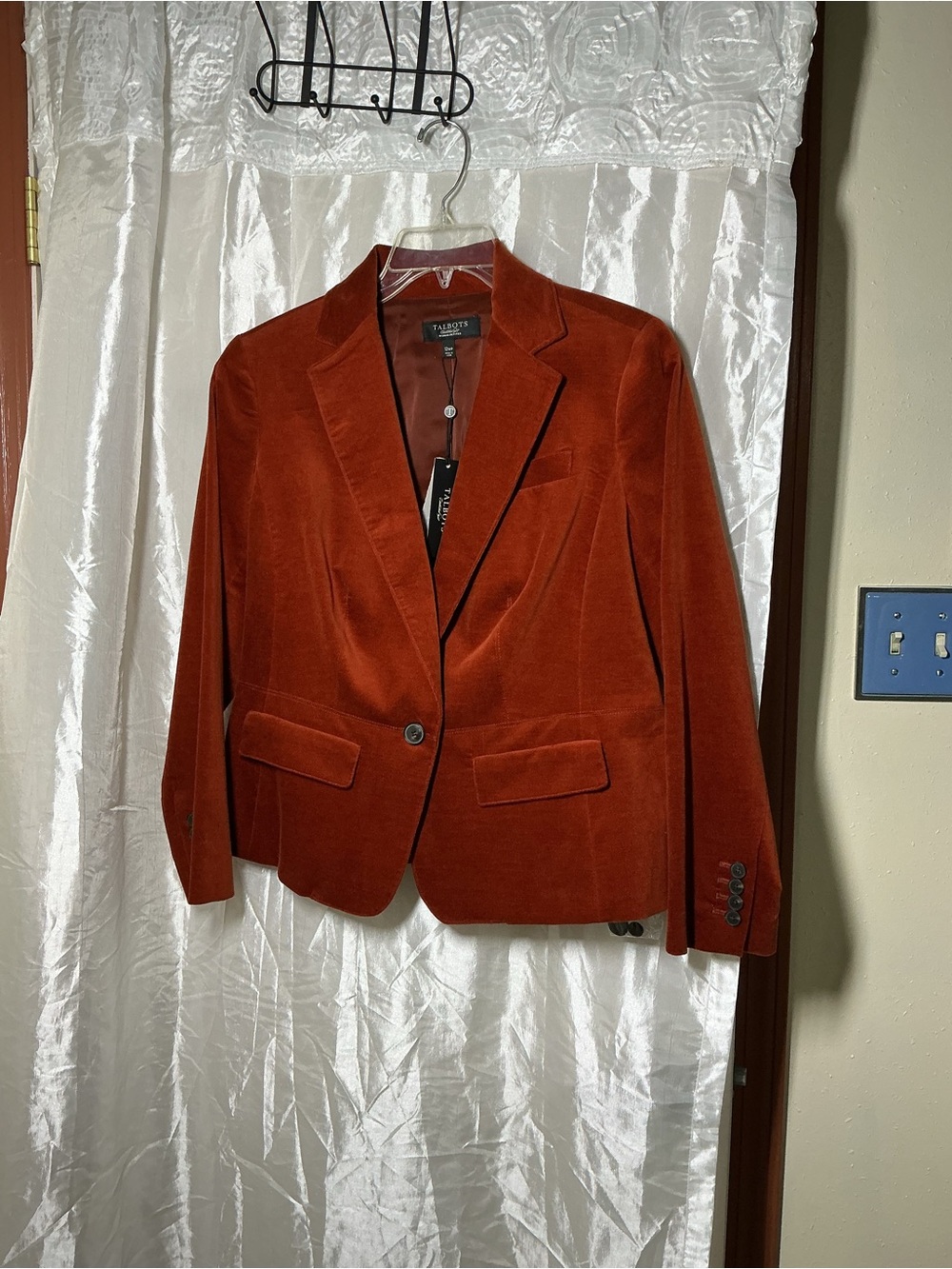Talbots Burgundy Velvet Single-Button Blazer
